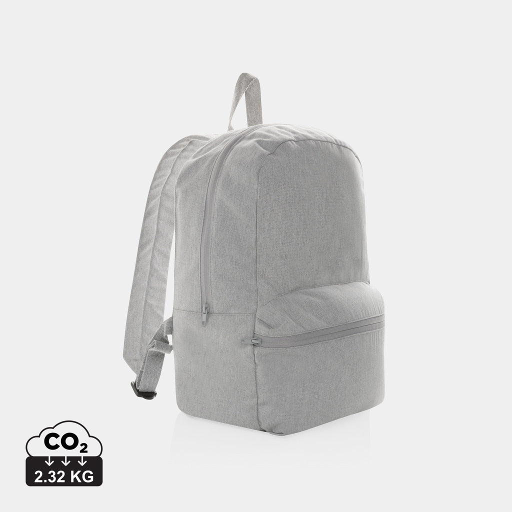 Mochila Escolar Ecológica de Lona Reciclada 285 g/m² sin Teñir para Personalizar con Doble Bolsillo de Cremallera y Trazador AWARE™ Especial Formación