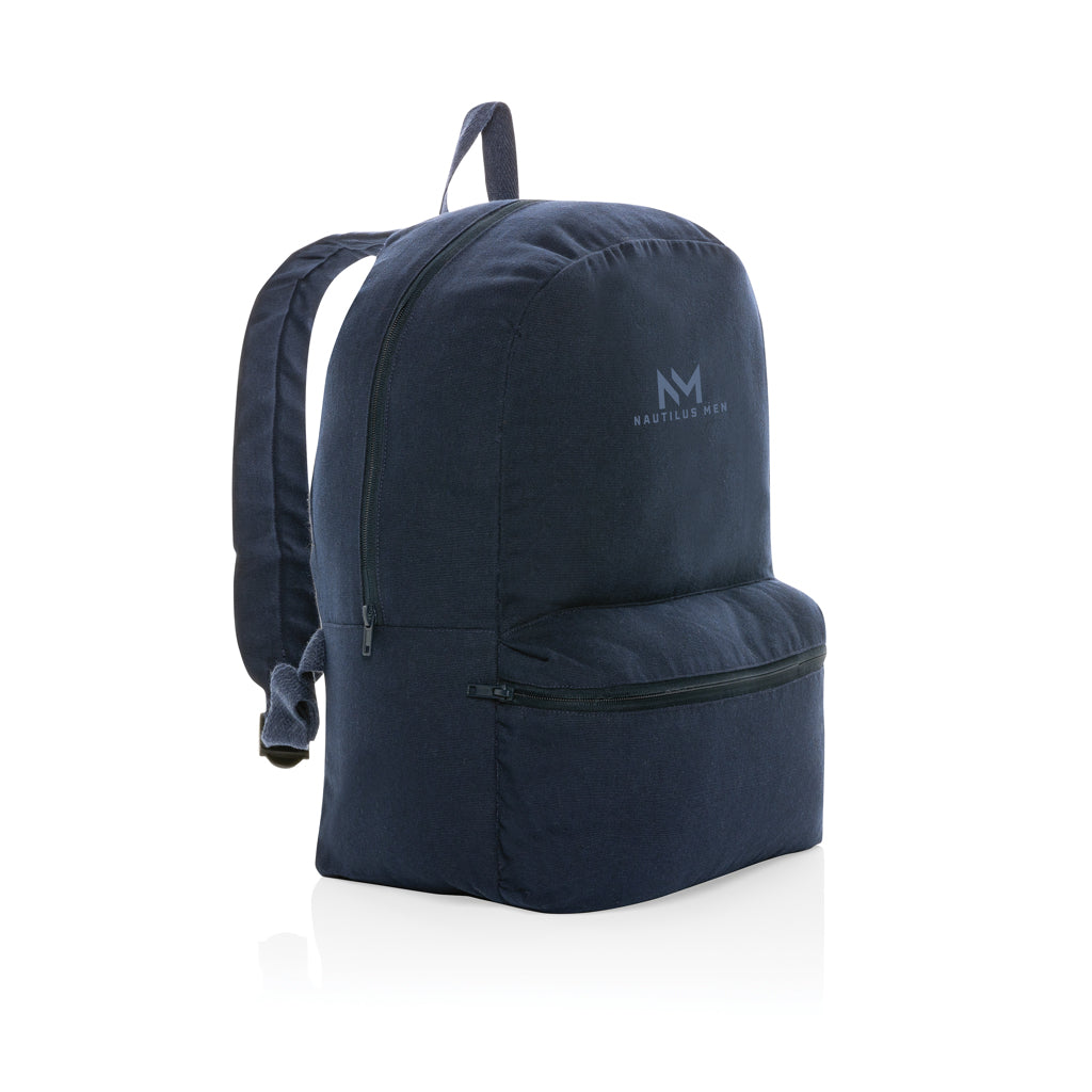 Mochila Escolar Ecológica de Lona Reciclada 285 g/m² sin Teñir para Personalizar con Doble Bolsillo de Cremallera y Trazador AWARE™ Especial Formación