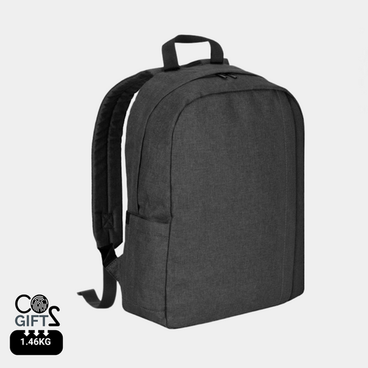 Mochila corporativa de poliéster reciclado, diseño sostenible y baja huella de CO₂