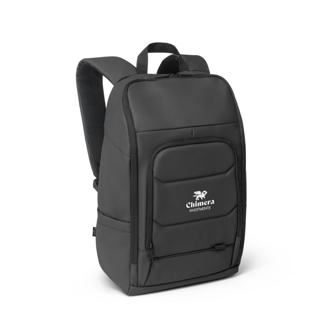 Mochila corporativa ecológica de poliéster reciclado 600D, ideal merchandising sostenible