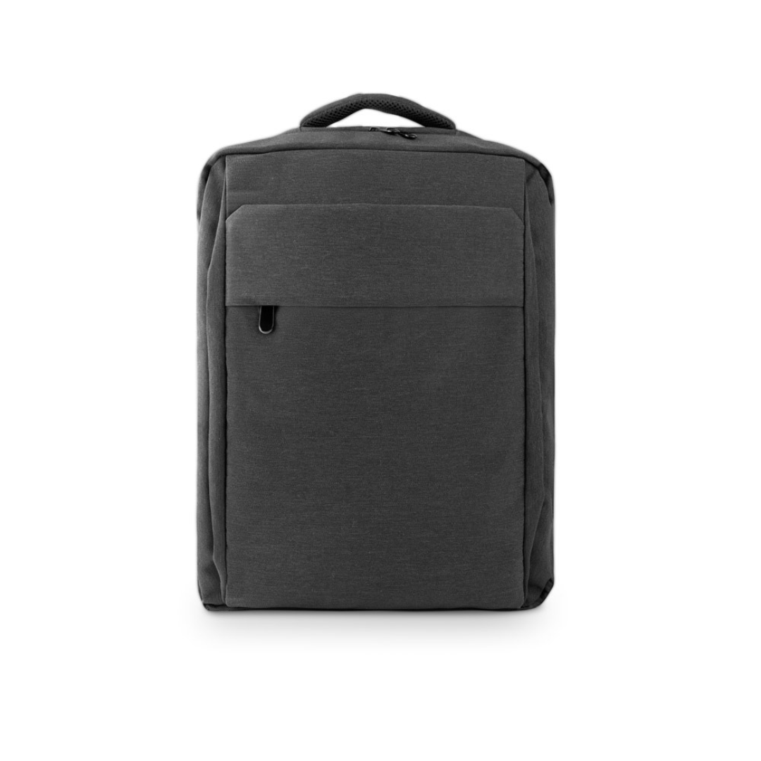 Mochila reciclada con bolsillos organizadores, lateral para botella y correa trolley