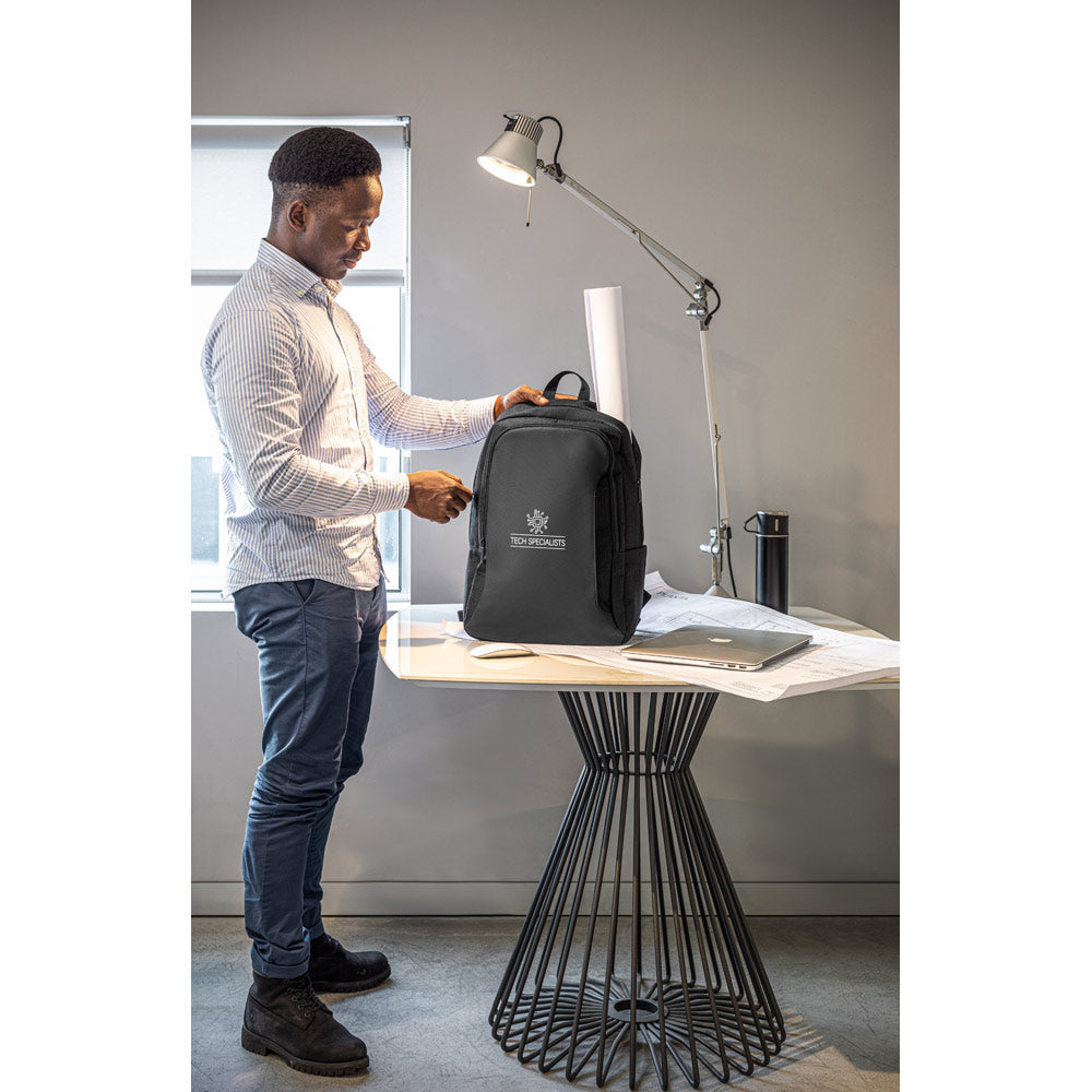 Mochila ecologica para portátil de poliéster reciclado regalo corporativo sostenible CO2Gifts