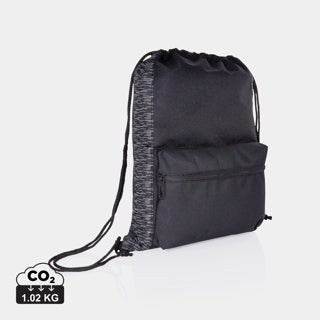 Mochila de cuerdas rPET reciclado personalizada para merchandising ecológico, con cordones reflectantes y huella de carbono certificada CO₂Gifts
