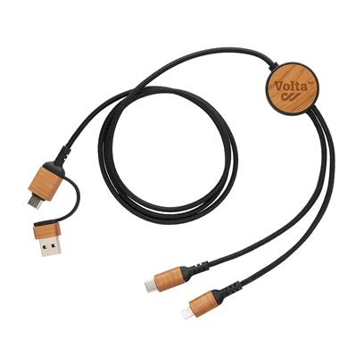 Multi Cable de Lujo Ecológico 6 en 1 de Plástico Reciclado con Certificadoo RCS y Madera de Cereco FSC® Para Personalizar Ohio