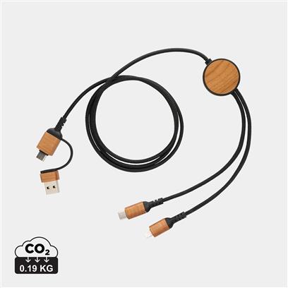 Multi Cable de Lujo Ecológico 6 en 1 de Plástico Reciclado con Certificadoo RCS y Madera de Cereco FSC® Para Personalizar Ohio