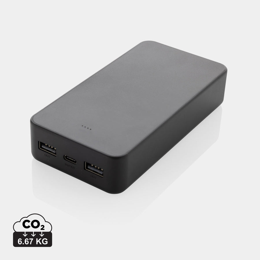 Powerbank sostenible de plástico reciclado con etiqueta de rastreo para merchandising tecnológico premium