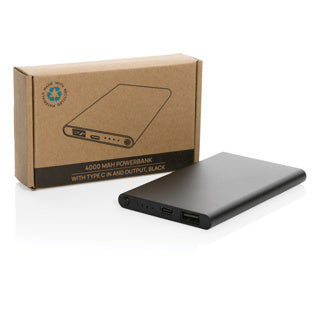 Powerbank Sostenible de Aluminio Reciclado y ABS Reciclado con Certificado RCS para Personalizar 4000 mAh