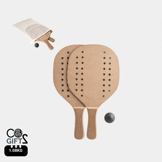Set de Raquetas de Playa Ecológicas con Bolsa de Algodón Reutilizable Para Personalizar Tapia
