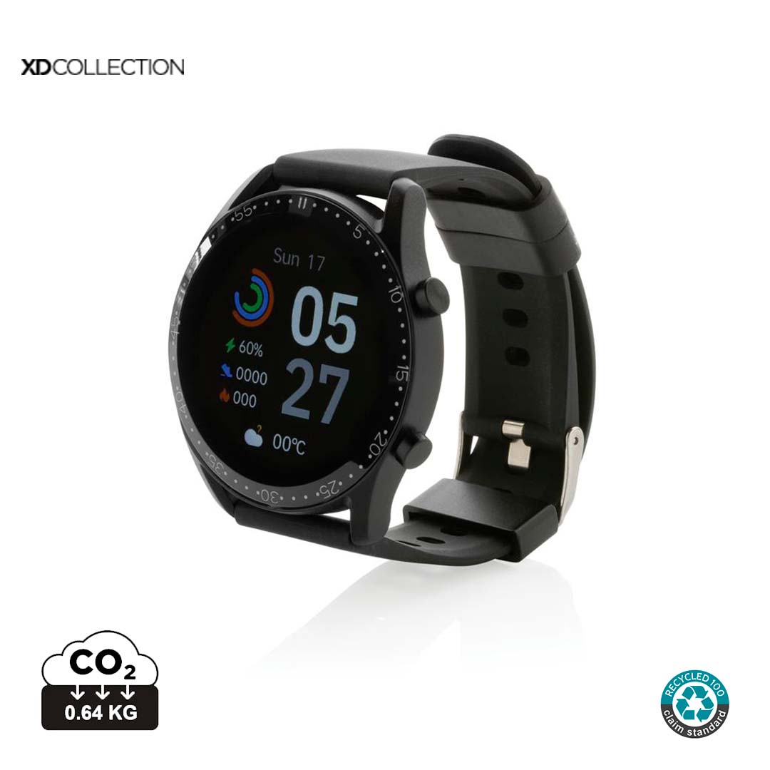 Reloj FIT Multifunción  Sostenible de TPU Reciclado con Certificado RCS para Personalizar con Pantalla Táctil Redonda