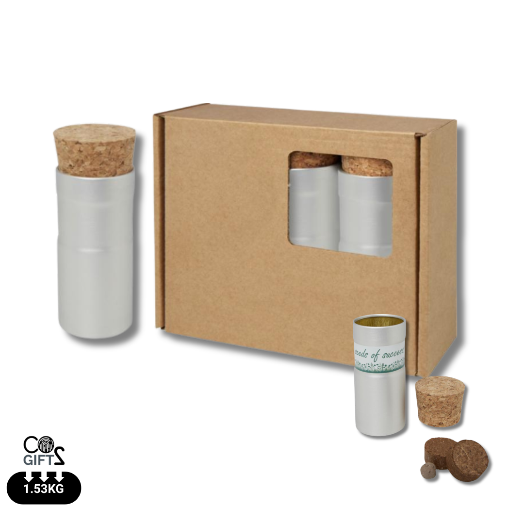 Set Ecológico de 3 Macetas de Aluminio Reciclado para Personalizar con Semillas de Mezcla de Hierbas Made in Europe Hey Pots