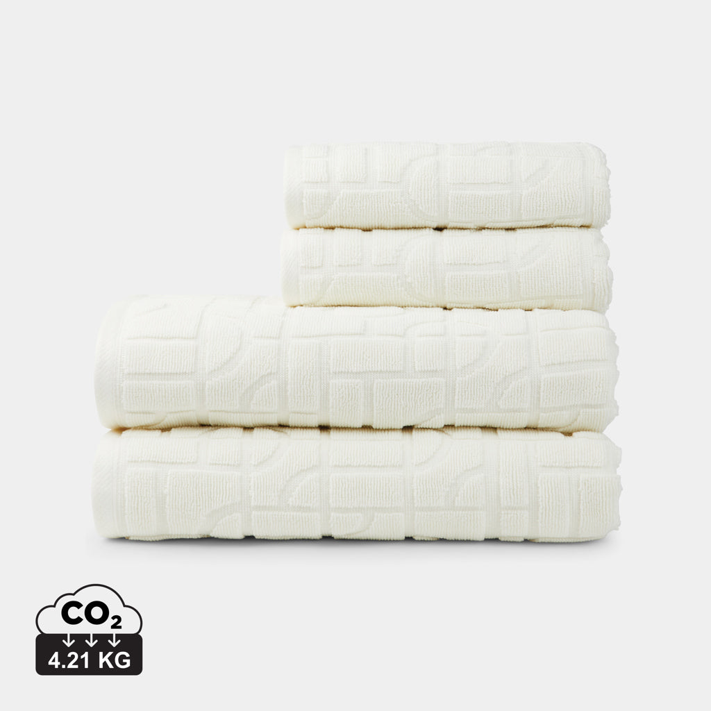 Set de 4 Toallas Sostenible 100% Algodón Orgánico OCS 500 g/m² para Personalizar Especial Hoteles Vinga Verso