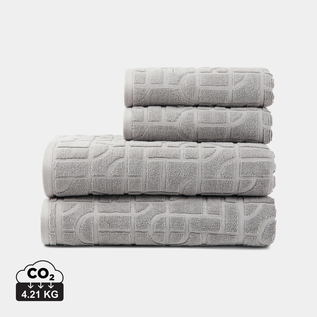 Set de 4 Toallas Sostenible 100% Algodón Orgánico OCS 500 g/m² para Personalizar Especial Hoteles Vinga Verso