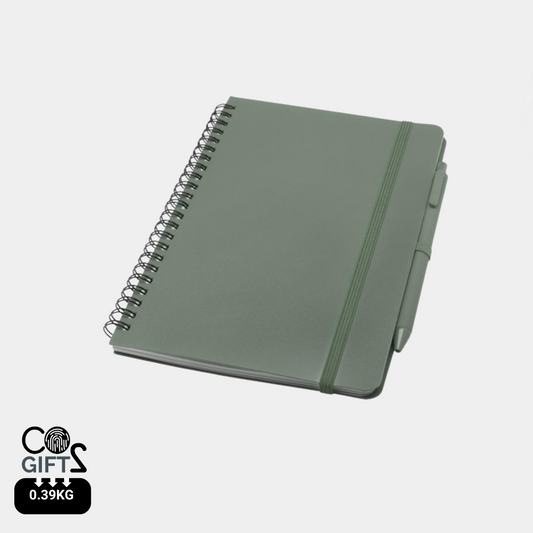 Set de Libreta de Anillas Sostenible de Tapa Dura y Bolígrafo Fabricados con Plástico Reciclado Procedente del Océano para Personalizar Thalaasa -A5