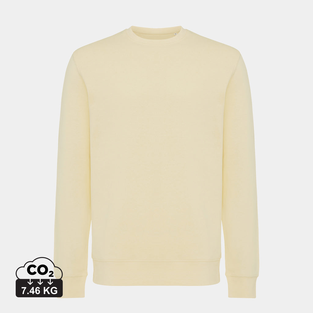 Sudadera Sostenible de Cuello Redondo de 30% Algodón Reciclado y 70% Algodón Orgánico para Personalizar con Trazador AWARE™ , Certificado OEKO-TEX® y Contribución a ONG Iqonic Etosha 280 G/M²
