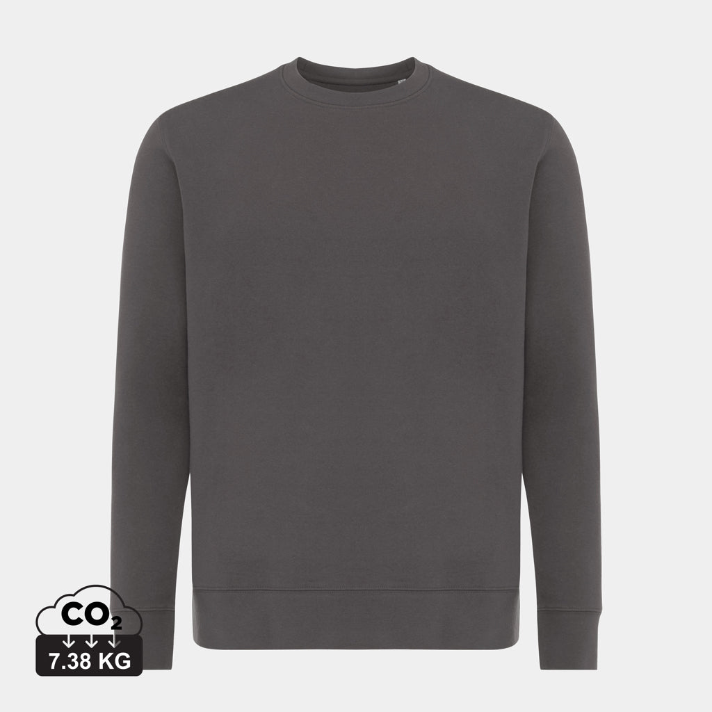 Sudadera Sostenible de Cuello Redondo de 30% Algodón Reciclado y 70% Algodón Orgánico para Personalizar con Trazador AWARE™ , Certificado OEKO-TEX® y Contribución a ONG Iqonic Etosha 280 G/M²