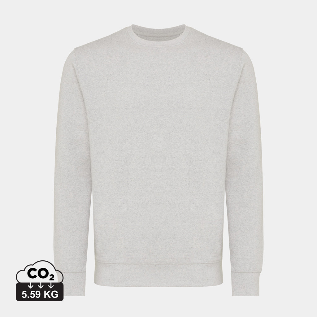 Sudadera Sostenible de Cuello Redondo de 30% Algodón Reciclado y 70% Algodón Orgánico para Personalizar con Trazador AWARE™ , Certificado OEKO-TEX® y Contribución a ONG Iqonic Etosha 280 G/M²