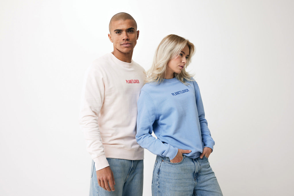Sudadera Sostenible de Cuello Redondo de 30% Algodón Reciclado y 70% Algodón Orgánico para Personalizar con Trazador AWARE™ , Certificado OEKO-TEX® y Contribución a ONG Iqonic Etosha 280 G/M²