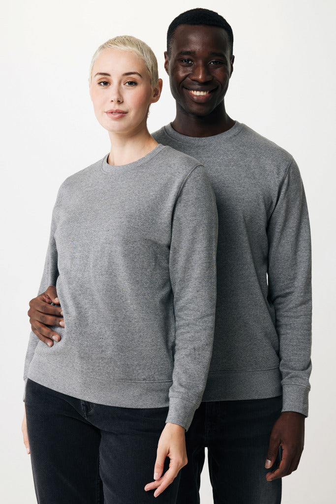 Sudadera Sostenible de Cuello Redondo de 30% Algodón Reciclado y 70% Algodón Orgánico para Personalizar con Trazador AWARE™ , Certificado OEKO-TEX® y Contribución a ONG Iqonic Etosha 280 G/M²