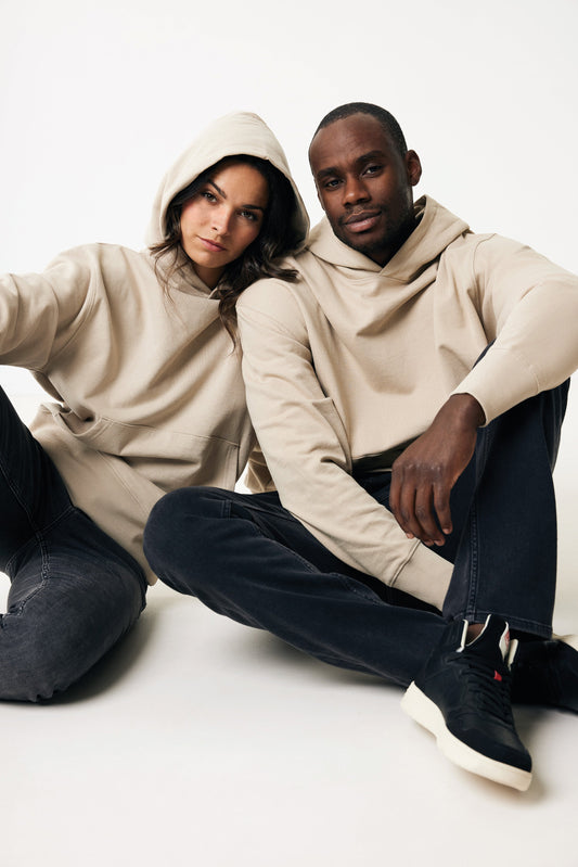 Sudadera Unisiex con Capucha Ecológica de 50% Algodón Reciclado y 50% Algodón Orgánico para Personalizar con Trazador AWARE™ y Certificado OEKO-TEX® Iqonic Yoho 340 G/M²