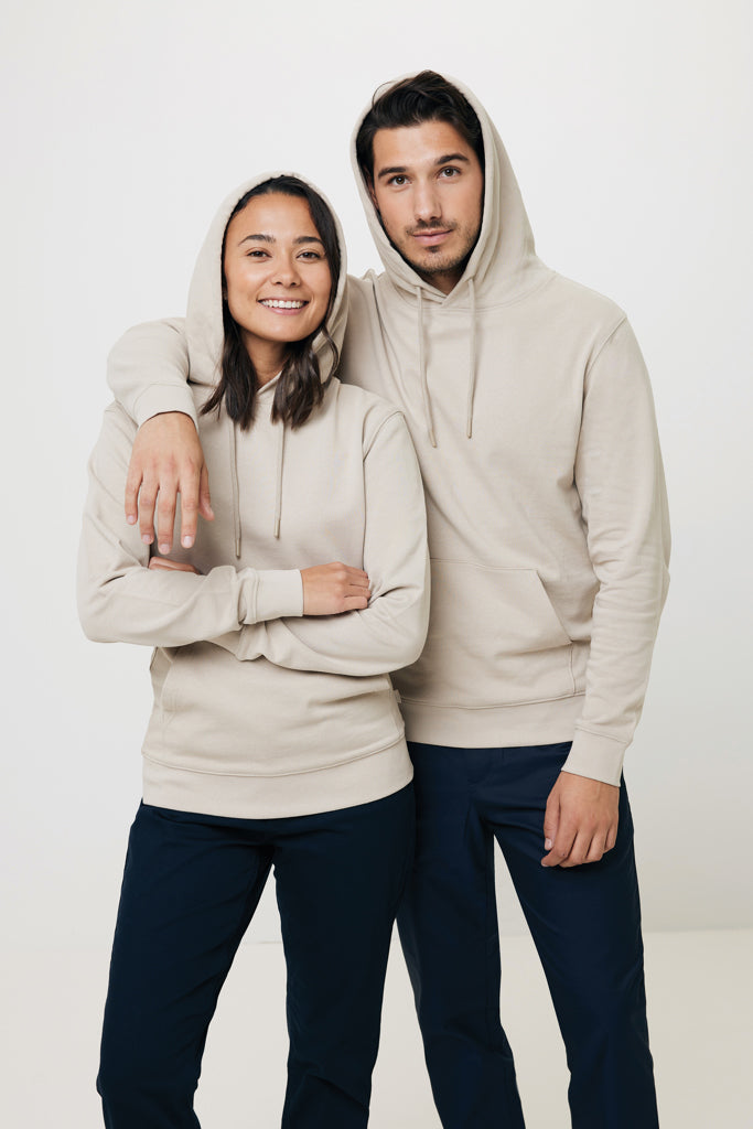 Sudadera con Capucha Ecológica de 50% Algodón Reciclado y 50% Algodón Orgánico para Personalizar con Trazador AWARE™ Iqonic Jasper 340 G/M²