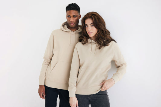 Sudadera con Capucha Unisex Ecológica de 30% Algodón Reciclado y 70% Algodón Orgánico para Personalizar con Trazador AWARE™ , Certificado OEO-TEX® y Contribución a ONG Iqonic Rila 280 G/M²
