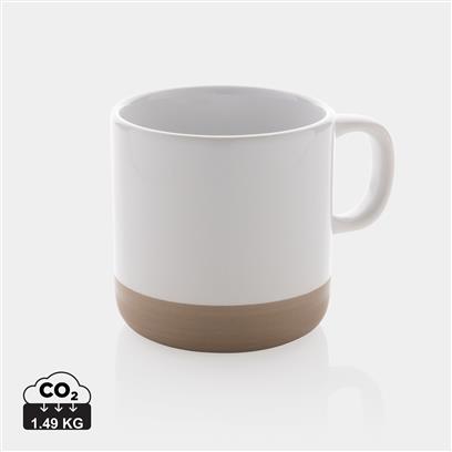 Taza Sostenible de Cerámica Esmaltada en Amplia Gama de Colores con Base Natural para Personalizar - 360ml