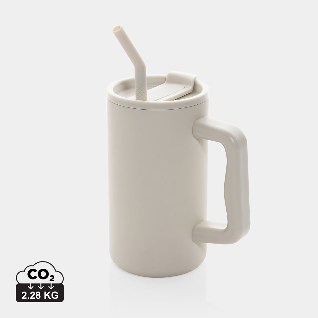 Taza Térmica Sostenible de Acero Inoxidable Reciclado con Certificado RCS con Pajita Reutilizable y Tapa Dosificadora en Amplia Gama de Colores Para Personalizar Cube - 800ml