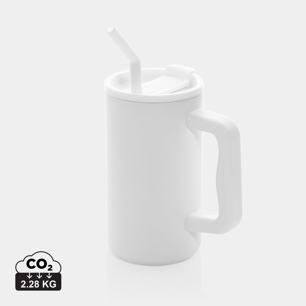 Taza Térmica Sostenible de Acero Inoxidable Reciclado con Certificado RCS con Pajita Reutilizable y Tapa Dosificadora en Amplia Gama de Colores Para Personalizar Cube - 800ml