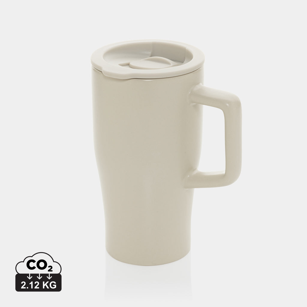 Taza de ceramica ecologica de 490 ml con tapa antigoteo para regalos corporativos sostenibles Color