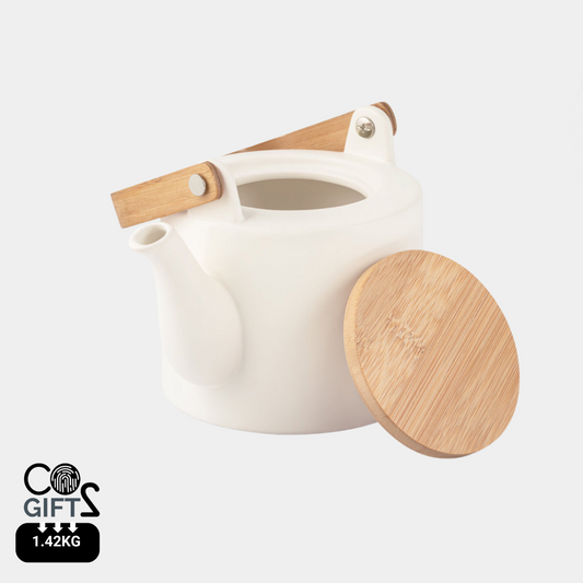 Tetera Sostenible de Cerámica con Tapa y Asa de Bambú Personalizable Glogg - 700ml