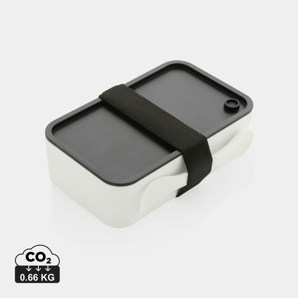 Tupper Ecológico de PP Reciclado Con Certificado GRS para Personalizar con Tenedor Incluido Especial Oficinas - 1,2L