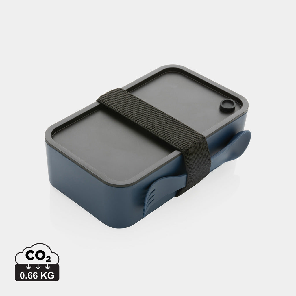 Tupper Ecológico de PP Reciclado Con Certificado GRS para Personalizar con Tenedor Incluido Especial Oficinas - 1,2L