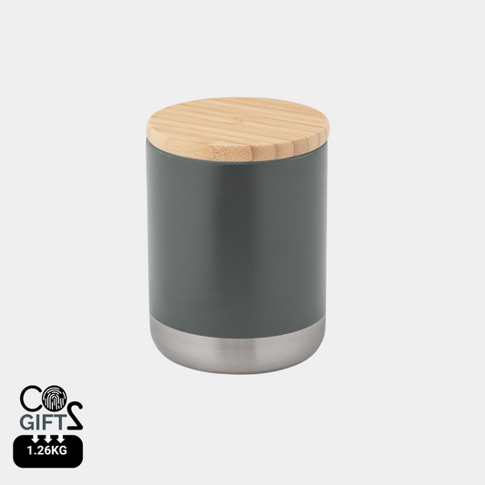 Vaso Take Away Ecológico de Acero Inoxidable( 36% Reciclado) con Tapa de Bambú para Personalizar Norre Tumbler - 370ml