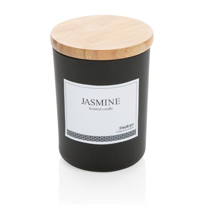 Vela Aromática de Jazmín Sostenible en Recipiente de Vidrio con Tapa de Bambú para Personalizar Especial Eventos Ukiyo Deluxe