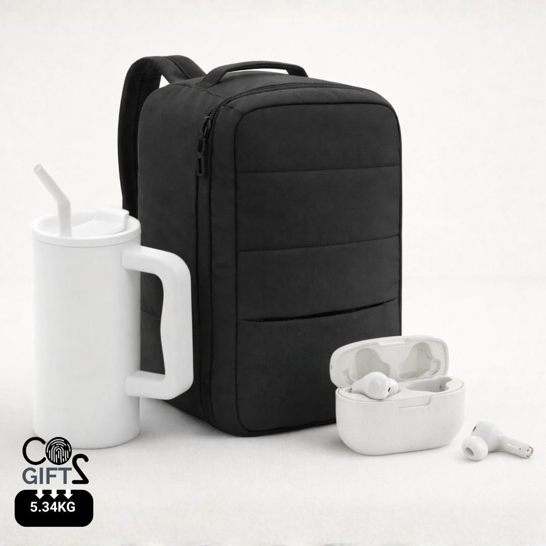 Welcome pack sostenible para empresas Pack Horizon con productos útiles para oficina, teletrabajo y viajes