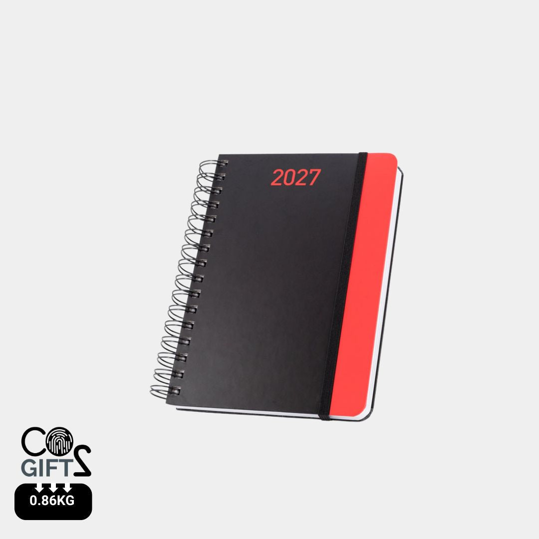 Regalo promocional sostenible con agenda A5 de papel 100% reciclado