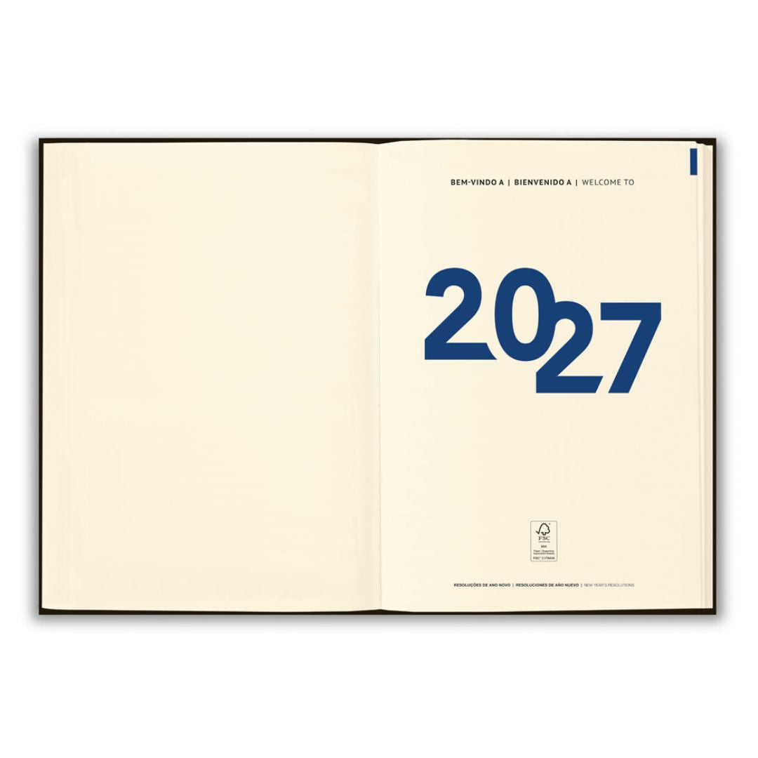 Regalo promocional sostenible con agenda A5 y papel FSC™ color marfil