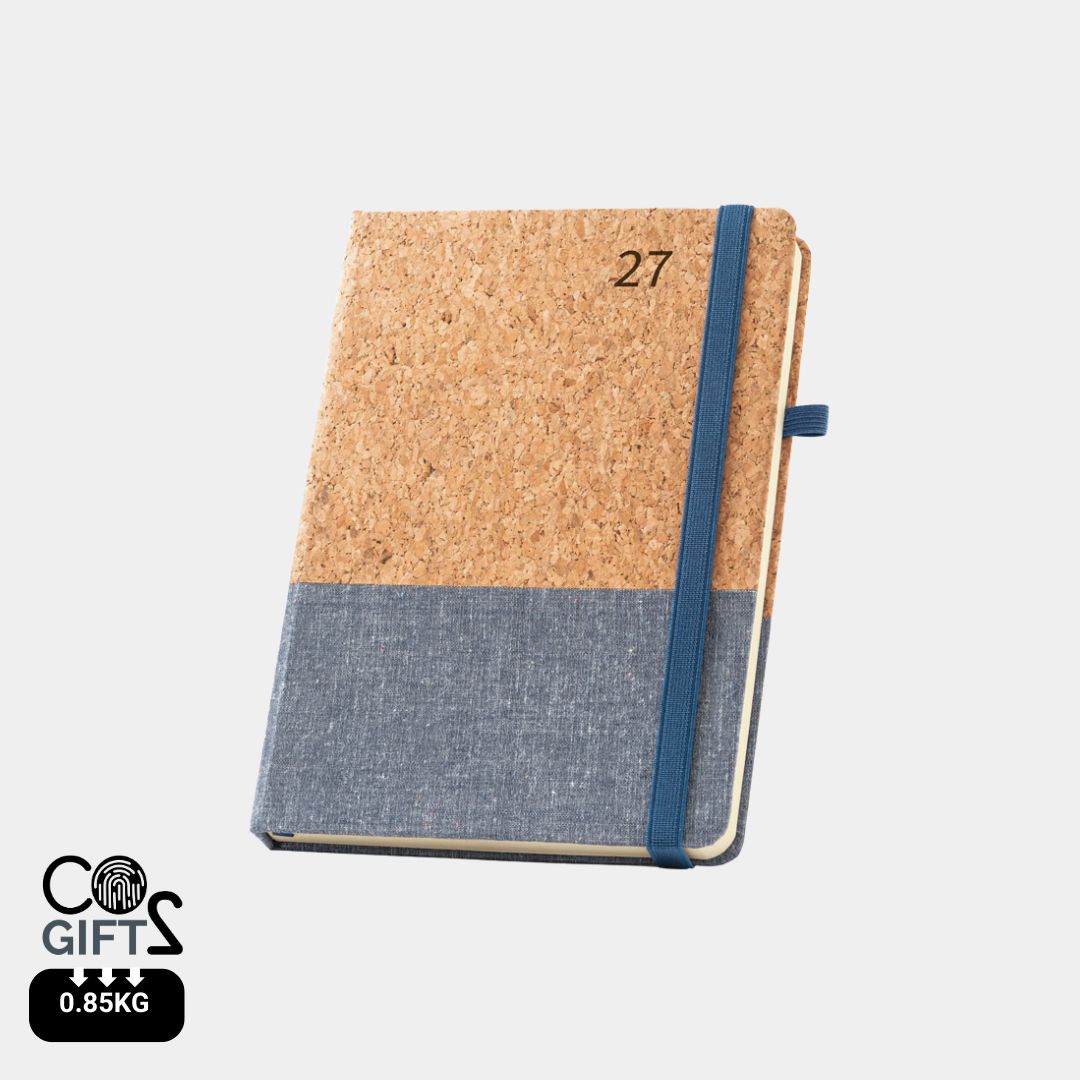 Agenda Quental 2027 con plan diario para merchandising ecológico corporativo