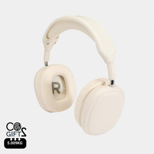 Auriculares inalámbricos Bluetooth 6.0 reciclados Alzir fabricados en ABS reciclado con huella carbono 5,009 kg CO2e ideales para regalos corporativos tecnológicos sostenibles