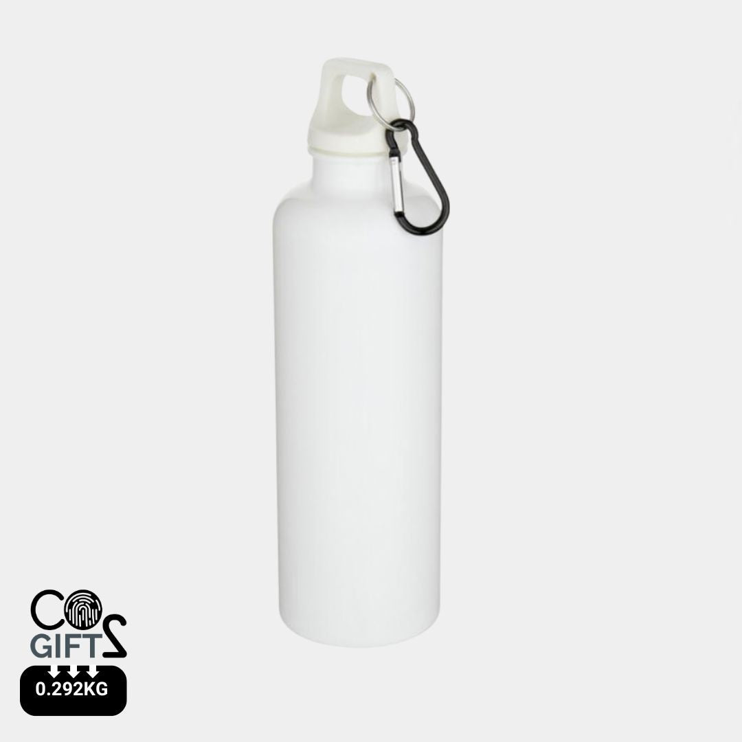 Botella blanca reciclada 750 ml certificada RCS con huella carbono 0,292 kg CO2e ideal para eventos sostenibles