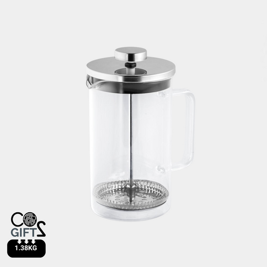 Cafetera sostenible de vidrio y acero inoxidable 600 mL – regalo corporativo ecológico
