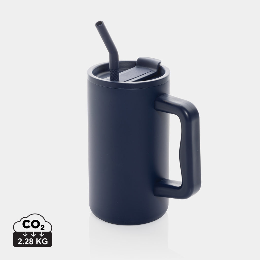 Taza Térmica Sostenible de Acero Inoxidable Reciclado con Certificado RCS con Pajita Reutilizable y Tapa Dosificadora en Amplia Gama de Colores Para Personalizar Cube - 800ml