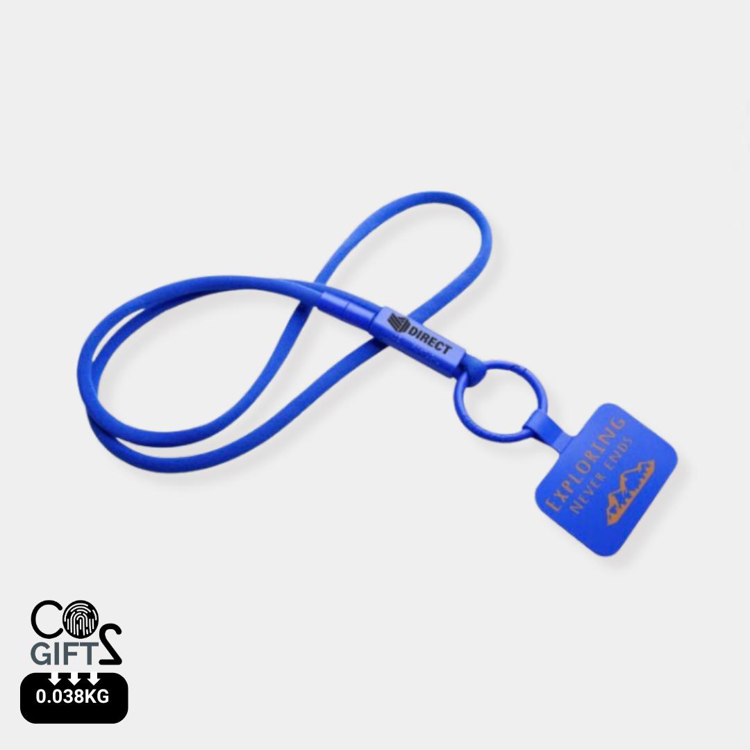 Lanyard personalizablereciclado soporte smartphone fabricado en Portugal acreditaciones sostenibles bajo carbono