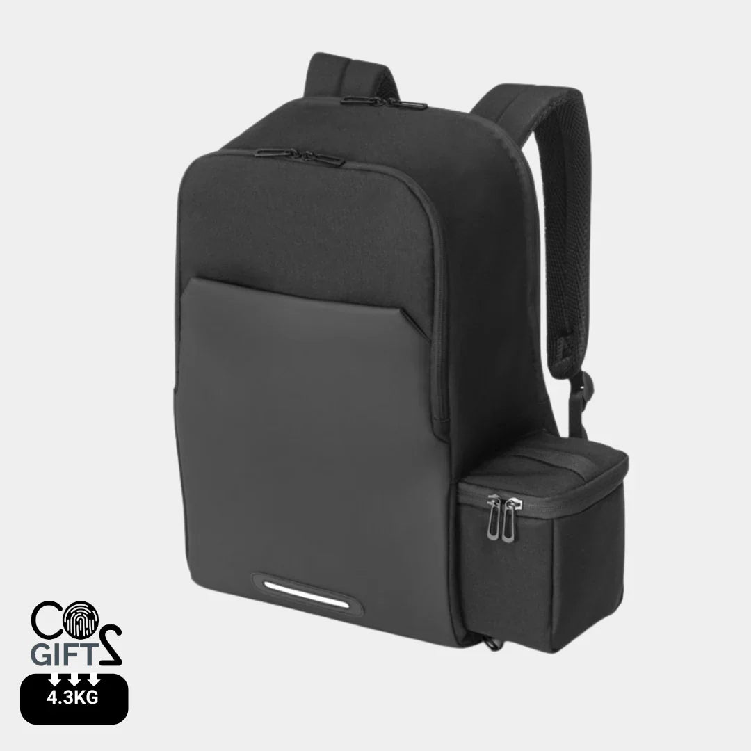Mochila Belfast de poliéster reciclado con compartimento para portátil y bolsa térmica extraíble