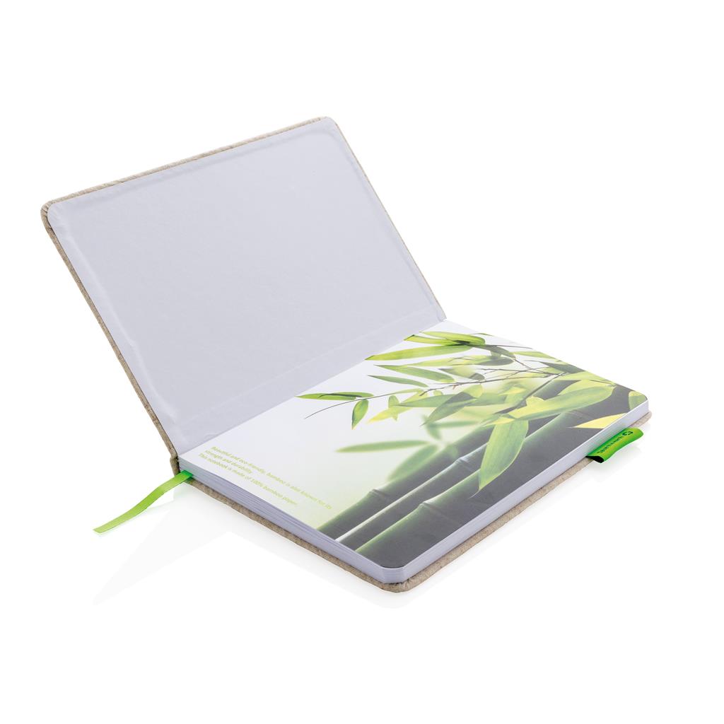 Libreta con Tapas de Algodón Yute Ecológico para Personalizar y Hojas de Bambú con Distintivo ECO A5