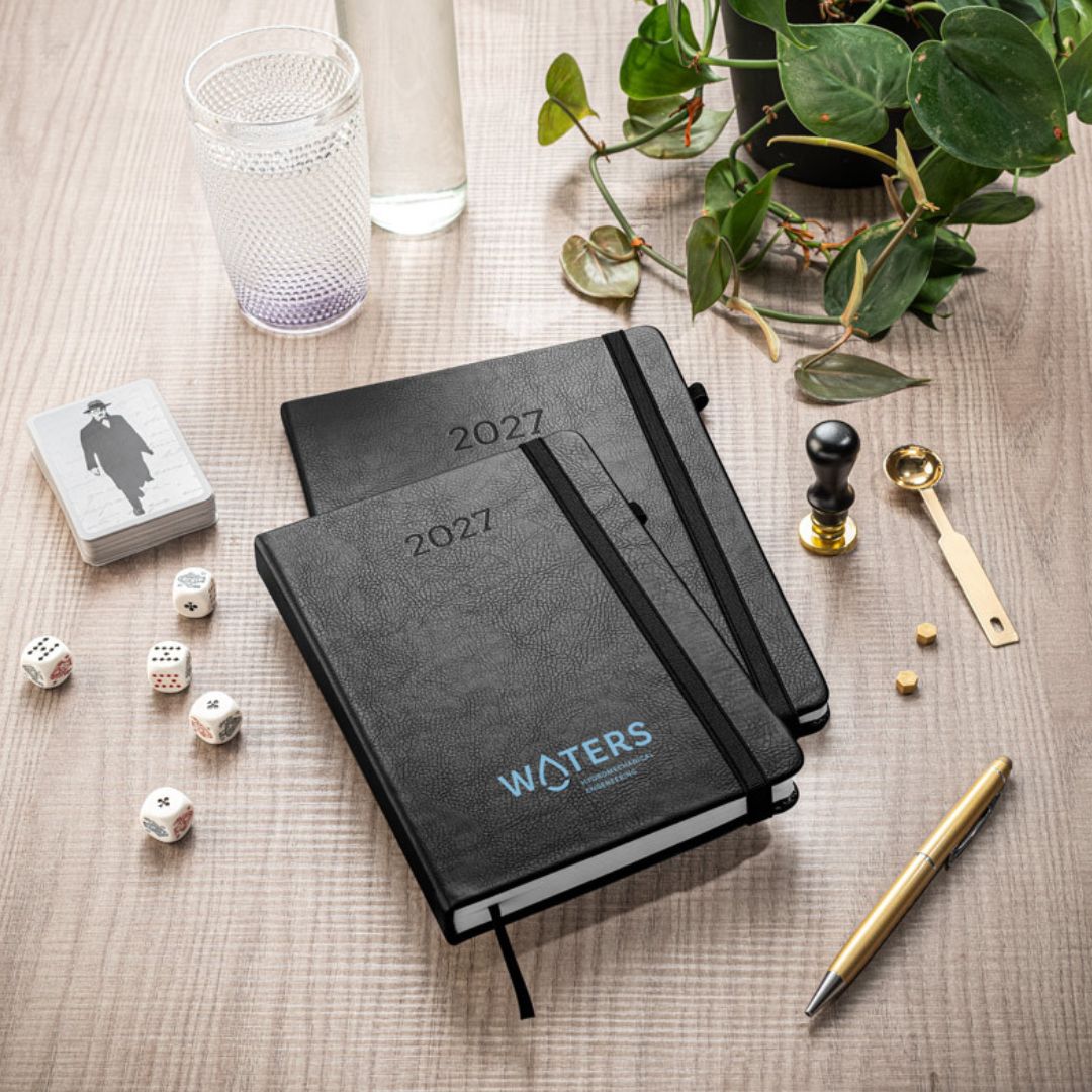 Merchandising para empresas con agenda elegante y funcional de escritorio