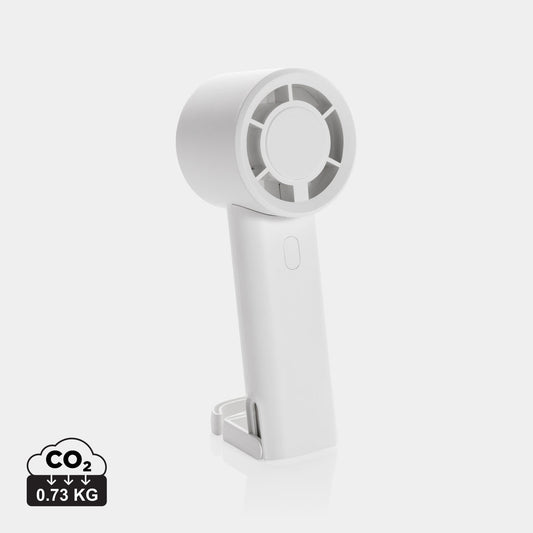 Ventilador Twist de plástico reciclado con batería recargable de 1200 mAh