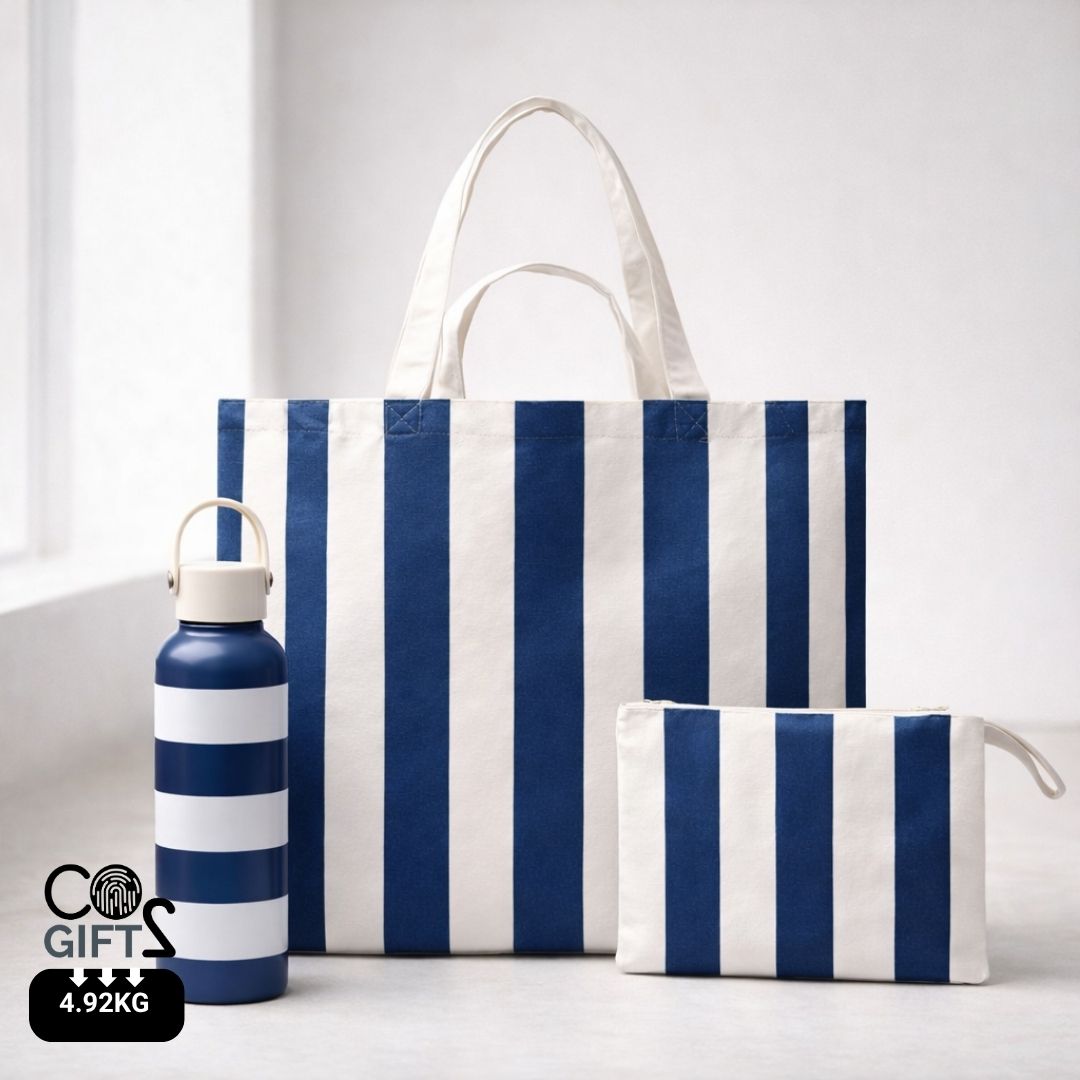 Welcome pack de verano personalizado con productos reciclados para empresas